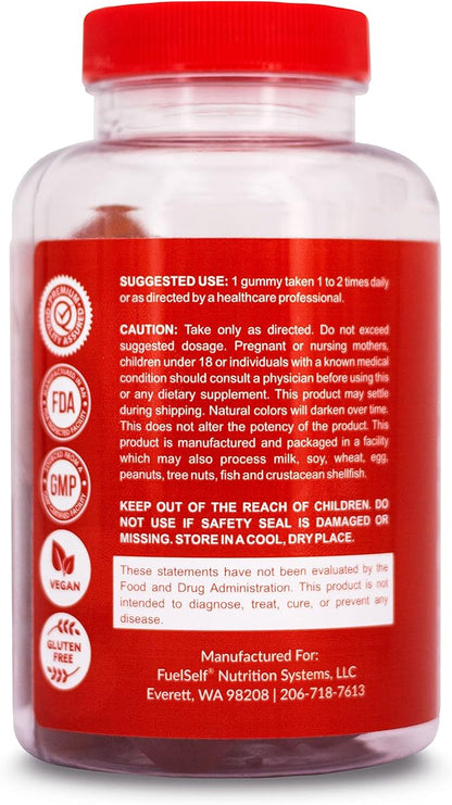 Apple Cider Vinegar Gummy Vitamins with The Mother, 1 Pack, 60 Count :: Metabolism Management, Immunity, Detox :: Vegan, Gluten-Free, Vitamin B6, B12, Pomegranate, Beet Root