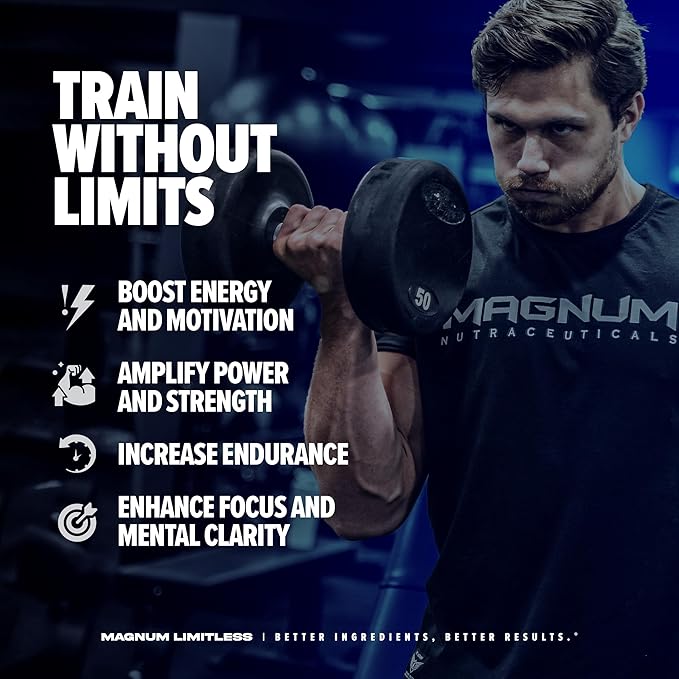 LIMITLESS Magnum 504g - Muscle Workout Powder, Sport Pre Workout for Men and Women, May Assist & Support Increase Energy, Focus, and Endurance - Peach Mango Rush