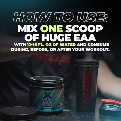Huge EAA Supplement, Highest Dosed Essential Amino Acids Powder, 12.85g EAAs & 8g BCAAs Per Serving, Maximize Muscle Growth, Recovery & Performance (Kiwi Blueberry, 17.73 Oz.)
