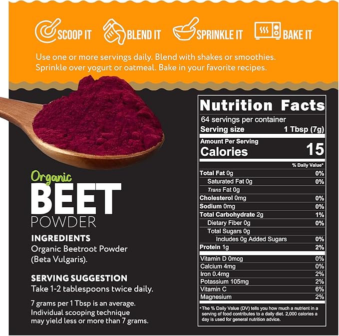 Organic Beet Root Powder, 16 Ounces