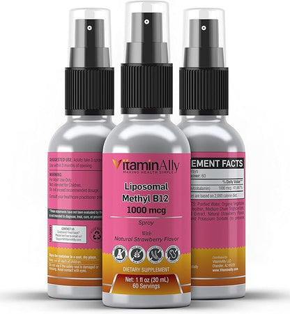 Liposomal Vitamin B12 Spray | 60 Servings | 2 Month Supply |1 fl oz | Non-GMO | No Added sugars | Gluten Free | Travel Friendly | Supports Energy, Nerve Health and Brain Function