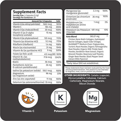 Vitamin Bounty Tune Your Keto Multivitamin – Keto-Specific Nutritional Support with Magnesium, Potassium, and MCT for Energy, Cramp Relief, and Nutrient Optimization - 90 Capsules