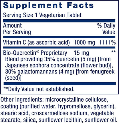Life Extension Vitamin C and Bio-Quercetin®, Cardiovascular Health Supplement, Immune Support, Highly absorbable, quercetin, Vitamin C, Gluten Free, Non-GMO, Vegetarian, 60 Tablets