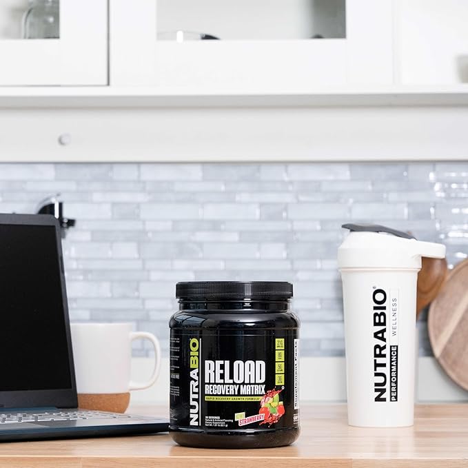 NutraBio Reload - Powerful Muscular Recovery Formula - Post-Workout Supplement - 3G Creatine - 8G BCAAs - 5G Glutamine - 30 Servings, Kiwi Strawberry
