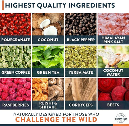 TruWild Motion - 3 Pack, All Natural Plant Based Vegan Pre Workout Powder for Men & Women, Clean Energy Supplement with Electrolytes, Increased VO2 Max, No Chemicals, Fillers or Synthetic Stimulants