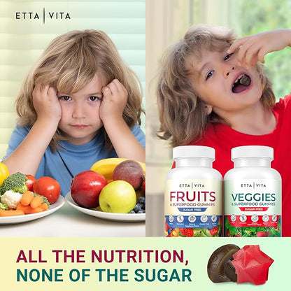 Everyday Debloat & Detox Sugar-Free Fruits and Veggies Gummies - Energy Support with Superfood Fruit and Vegetable Supplement (120 Chews) Cruelty-Free, Vegan, Gluten-Free, Fruit and Vegetable Vitamin