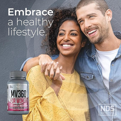 NDS Nutrition MV360 For Women, 5-in-1 Complete Multivitamin for Women with Essential Women’s Vitamins for Energy, Digestion, Toning, Immune Support, & Women’s Health & Beauty, 60 Tablets, 30 Servings
