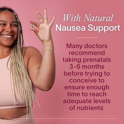 Prenatal Multivitamin | Conception, Pregnancy & Postpartum | Key Ingredients Including DHA, Folate & Iron | Expertly-Formulated & Tested | Designed for Absorption with Nausea Support, 60 Ct