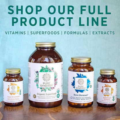 PURE SYNERGY Zinc Complex | Zinc Immune Support Supplement | Natural, Vegan Zinc Complex with Vitamin C and Organic Whole Foods | for Immune, Brain, and Skin Health (60 Capsules)