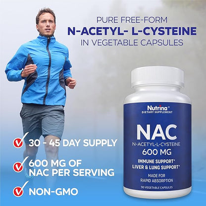 NAC 600 mg - NAC Supplement for Immune Support & Lung Health, Liver Support & Antioxidant* - Freeform N-Acetyl-L-Cysteine - 90 Capsules