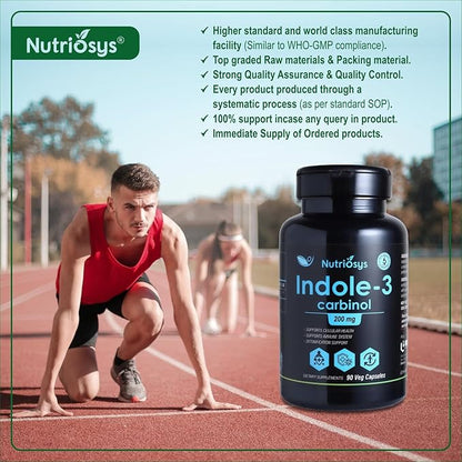 Indol-3 Carbinol 200mg 90 Veggie Capsules, Dietary Supplement for Healthy System, Vitamin Capsules for Men, Women and Adults, Multivitamins Capsules, Vitamin Supplements.