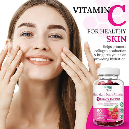 Steph's Pantry Biotin Gummies for Hair, Skin, Nails, & Lashes High Strength Gummies | Daily Multivitamins | Gluten-Free, Nut-Free, Non-GMO, Plant-Based, Vegan, Kosher (120 Gummies)
