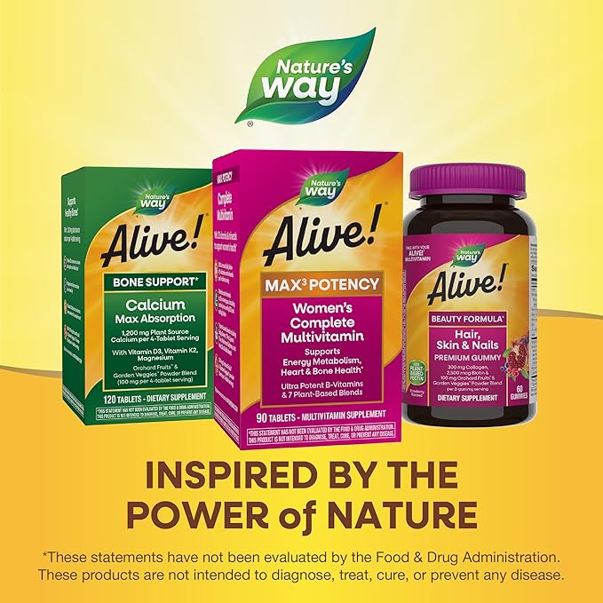 Nature's Way Alive! Max3 Potency Women's Complete Multivitamin, Supports Energy Metabolism, Heart & Bone Health*, with B-Vitamins Including Methylated B12 and Folate, 90 Tablets (Packaging May Vary)