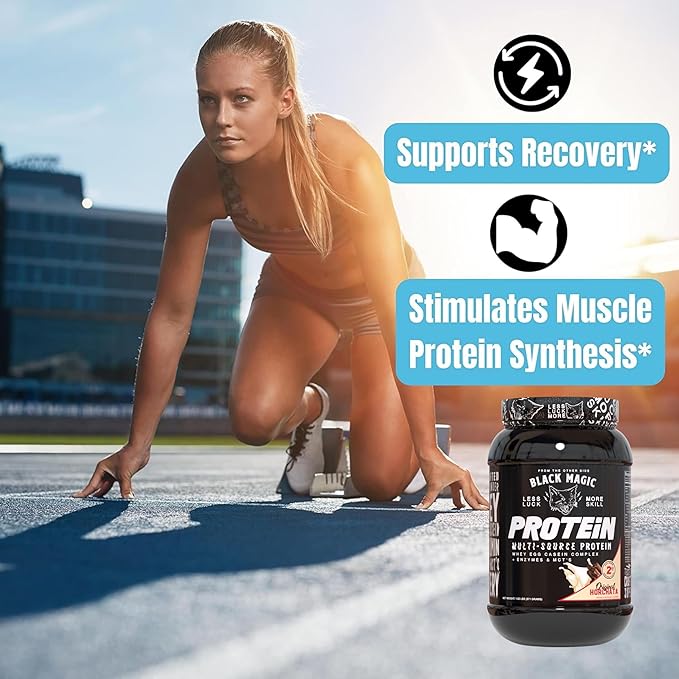 Worldwide Nutrition Bundle: Black Magic Multi-Source Casein Protein Powder - Muscle Gain with Whey, Micellar Casein, MCTs & Enzymes - Original Horchata Flavor - 2 LB & Multi-Purpose Keychain