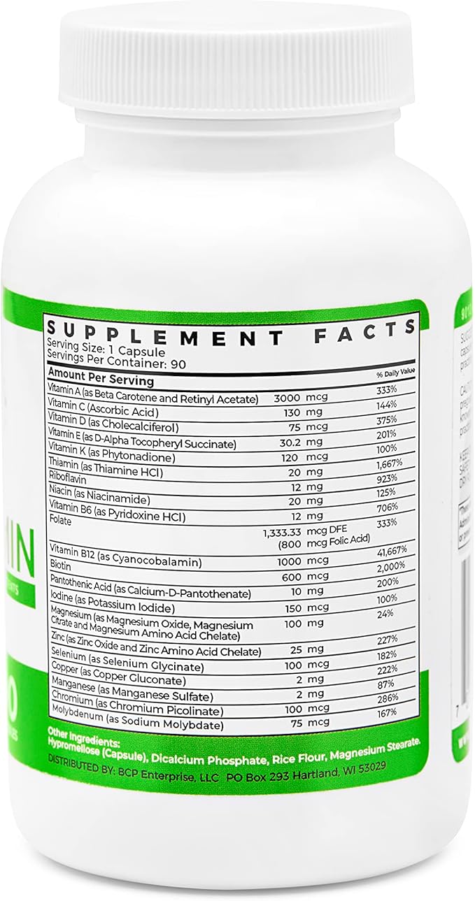 BariSlim Once Daily Bariatric Multivitamin Capsule - Iron-Free Formula - Bariatric Vitamin and Supplement for Post Bariatric Surgery, Including Gastric Bypass and Gastric Sleeve | 90-Day Supply