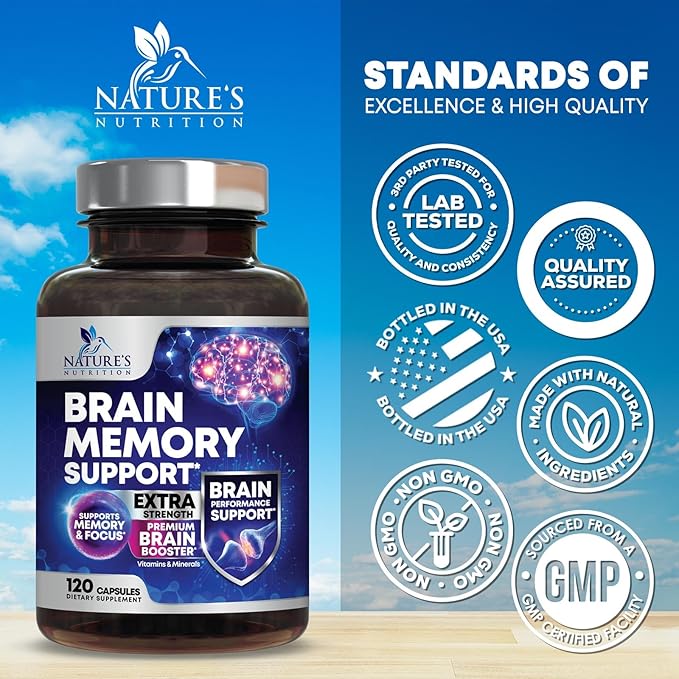 Nootropic Brain Supplements for Memory and Focus - 40 Nootropics & Vitamins to Support Clarity & Concentration, Brain Health Memory Pills with Phosphatidylserine Bacopa Huperzine & DMAE - 120 Capsules