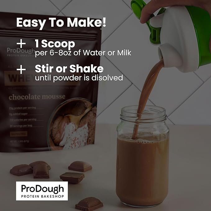 ProDough Gourmet Whey Isolate Hydrolized Protein Powder for Shake Mix- Easy Digest Enzyme Blend, 25g Protein per Serving, Natural Ingredients, Gluten Free, Keto Friendly (Apple Pie)