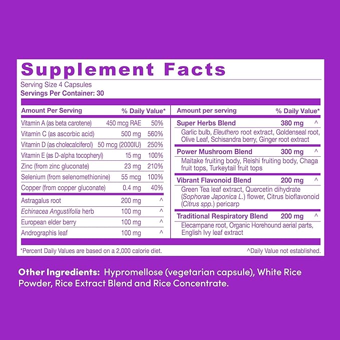 Further Food Ultimate Immune Support Vitamin C, D, E and Zinc + Natural Immunity Booster Multivitamin Herbal Supplement Elderberry & Echinacea, Daily Immune Defense & Antioxidant Support.