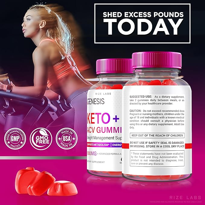 Genesis Keto Keto+ACV Gummies, Supplement for Advanced Weight Loss, All Natural Extreme 2000mg Gummies (180 Gummies)