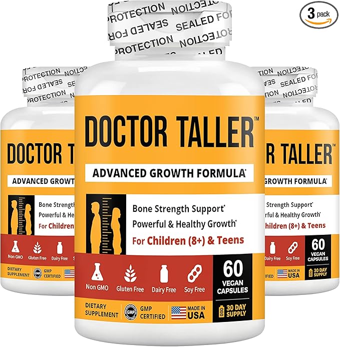 NuBest Doctor Taller - Height Growth Formula - Supports Height Growth and Immunity - Keto with Calcium, Vitamin D3, Vitamin K2, Amino Acids & Herbs for Children (8+) - 3 Pack | 3 Month Supply
