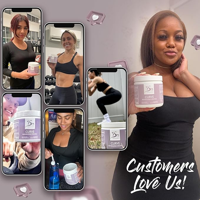 Curve Bum Building Creatine - Micronized 200 Mesh for Smooth Muscle Builder for Women, Creatine Women Enhancer, Energy Supplement for Booty Gains. 30 Unflavored Perfect Peach Servings