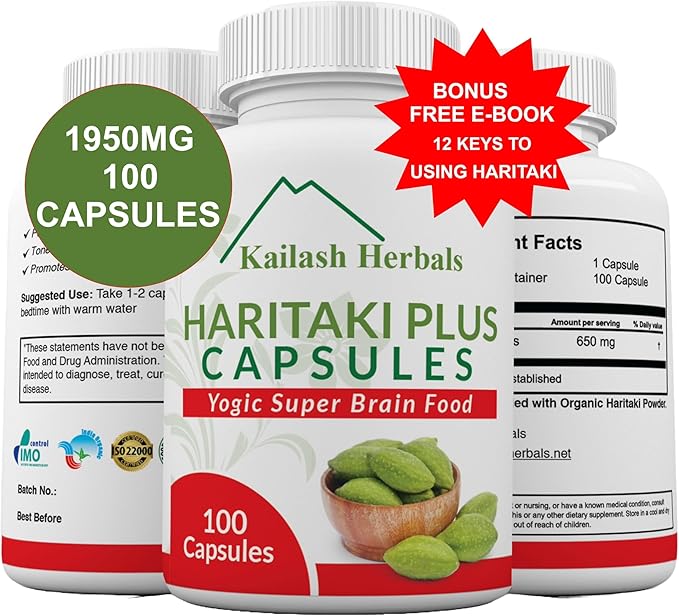 Organic Haritaki Capsules – 2420MG - Improves Digestion - Detoxification & Rejuvenation – Maintains Regularity - Brain Function- 100 Capsules Terminalia chebula | Vegan, Non-GMO