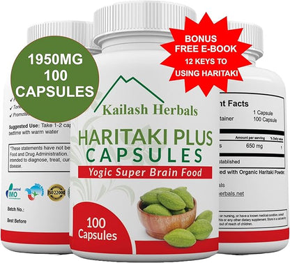 Organic Haritaki Capsules – 2420MG - Improves Digestion - Detoxification & Rejuvenation – Maintains Regularity - Brain Function- 100 Capsules Terminalia chebula | Vegan, Non-GMO
