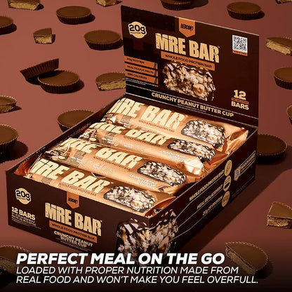 REDCON1 MRE Protein Bar, Blueberry Cobbler - Contains MCT Oil + 20g of Whole Food Protein - Easily Digestible, Macro Balanced Low Sugar Meal Replacement Bar (12 Bars)