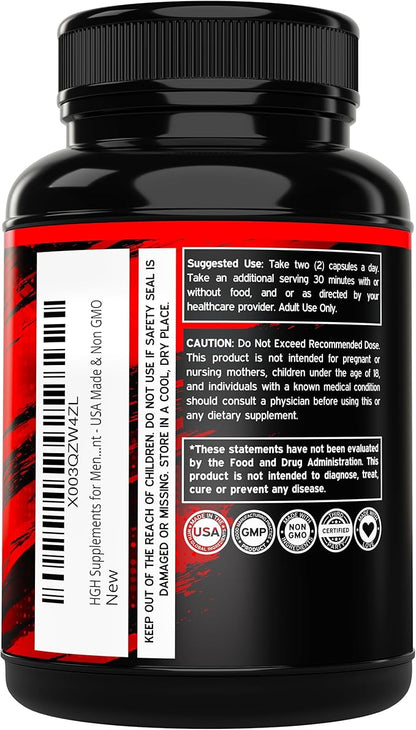 HGH Supplements for Men & Women (120 Count) 1500mg Support Muscle Growth & Healthy Levels of Human Growth Hormone for Men, Promote Healthy Muscle & Recovery For Men Post Workout Supplement - USA Made