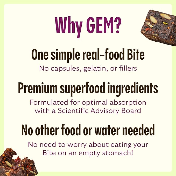 GEM Natural Deep Sleep Aid Nighttime Bite | Melatonin Free, Non-Habit Forming | L-Theanine, Magnesium, Valerian Root Extract | Gluten Free, Soy Free | Earthy Herbal Chocolate Cherry | 28 Servings