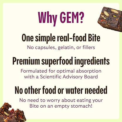 GEM Natural Deep Sleep Aid Nighttime Bite | Melatonin Free, Non-Habit Forming | L-Theanine, Magnesium, Valerian Root Extract | Gluten Free, Soy Free | Earthy Herbal Chocolate Cherry | 28 Servings