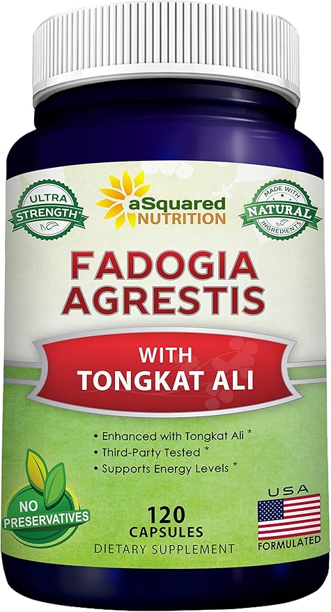 aSquared Nutrition Fadogia Agrestis 1000mg & Tongkat Ali 400mg - 120 Capsules - Fadogia Agrestis Extract Supplement and Powder Complex Pills
