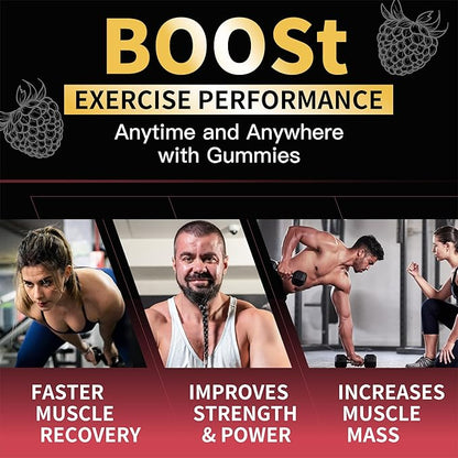 Creatine Monohydrate Gummies for Men & Women-5g of Creatine Monohydrate per Serving - Sugar Free,Vegan, Raspberry Flavor, 120 Count