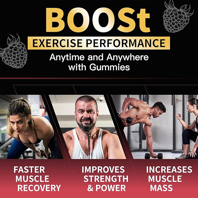 Creatine Monohydrate Gummies for Men & Women-5g of Creatine Monohydrate per Serving - Sugar Free,Vegan, Raspberry Flavor, 120 Count