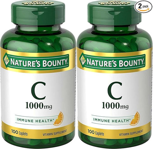 Nature's Bounty Vitamin C Pills and Supplement, Supports Immune Health, 1000mg,100 Count (Pack of 2)