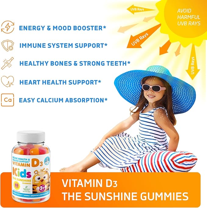 DR. MORITZ Vitamin D Gummies for Kids & Adults 2000 IU - High-Absorption Natural Vitamin D3 Chewable Gummy Supplements 1000IU - Vegetarian Gelatin-Free Immune Support Vitamins for Children (120 Count)