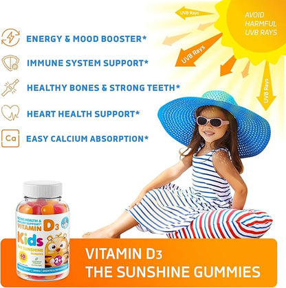 DR. MORITZ Vitamin D Gummies for Kids & Adults 2000 IU - High-Absorption Natural Vitamin D3 Chewable Gummy Supplements 1000IU - Vegetarian Gelatin-Free Immune Support Vitamins for Children (120 Count)