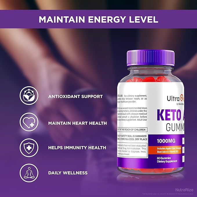 Ultra Quick Keto ACV Gummies, Ultra Quick Keto + ACV, All Natural Supplement, Premium Keto Plus ACV Formula, Apple Cider Vinegar 1000MG, Official UltraQuick Reviews (60 Gummies)