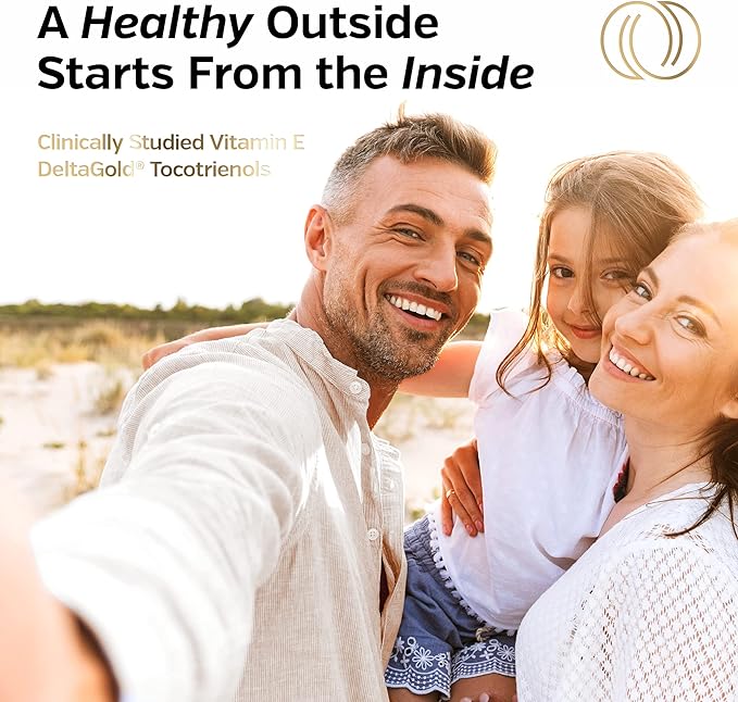 Sunergetic Premium Annatto Tocotrienol Supplement – with DeltaGold – Tocotrienols Vitamin E 300 mg – Supports Liver, Immune & Heart Health - Delta + Gamma Tocotrienols (30 Liquid Capsules)