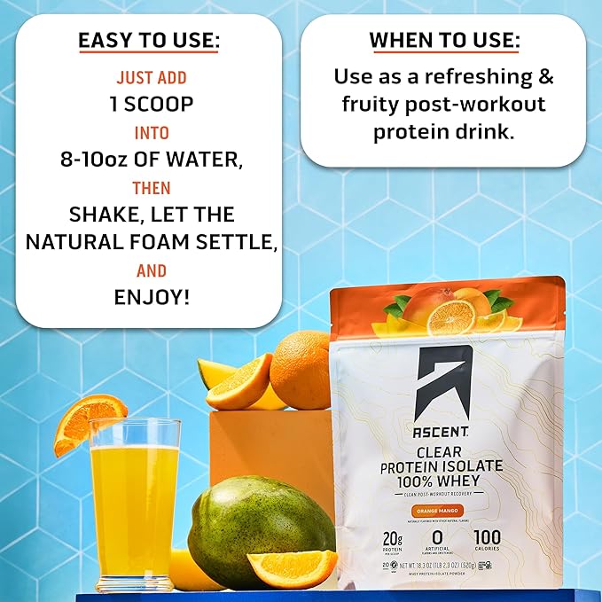 Ascent Clear Whey Protein Isolate - Orange Mango