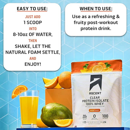 Ascent Clear Whey Protein Isolate - Orange Mango