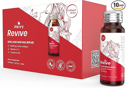 Liquid Collagen for Women, Collagen Drink with 10,000mg Marine Collagen Peptides, Collagen Liquid for Women for Hair Growth, Skin Repair, Nail Strength, 1.69 Fl Oz (Pack of 10)