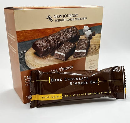 Dark Chocolate S'mores Bar - New Journey Weight Loss & Wellness - High Protein Meal Replacement Nutrition Bar (7 bars/box)