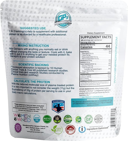 Unflavored Protein Powder - New Formula - Lactose-Free, Gluten-Free, & Non-GMO Whey Isolate Supplement Shake (3rd Generation, 45 Servings)