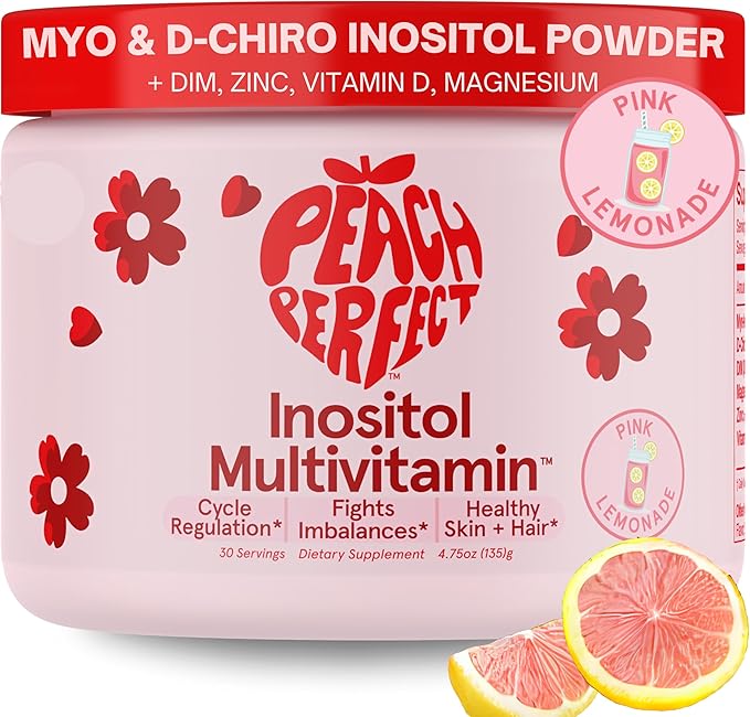 Inositol Powder Multivitamin, Pink Lemonade Flavor – 4g Myo-Inositol & D-Chiro Inositol, DIM, Zinc, Magnesium Glycinate, Vitamin D3 – Supports Women’s Health, Cycle, Energy, 30 SVG