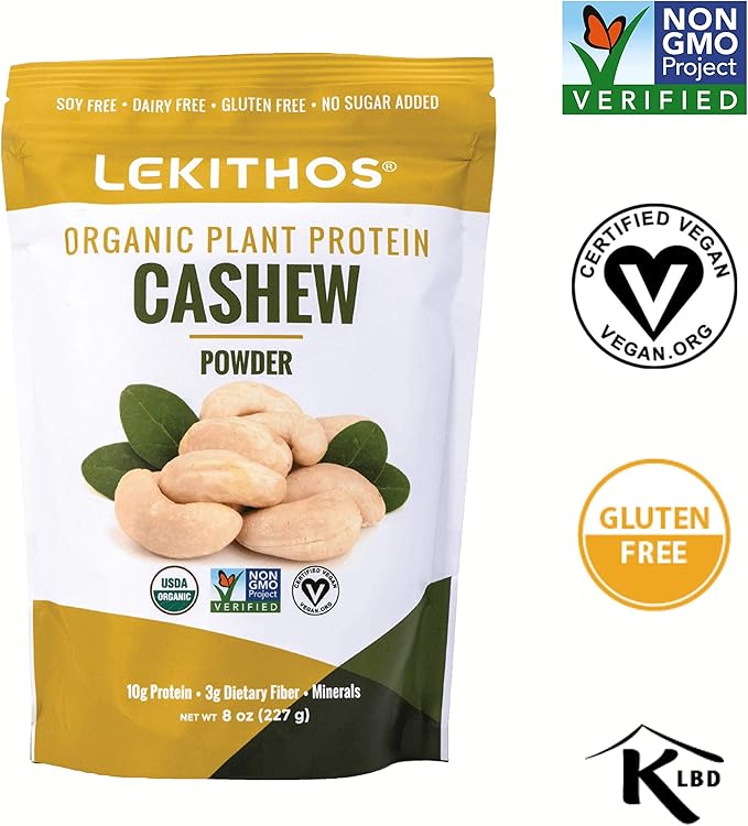 Organic Cashew Protein Cashew Powder - 6 oz - 10g Protein - Certified USDA Organic, Non-GMO Project Verified, No Added Sugars - Certified Vegan, Gluten Free
