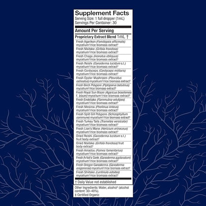 Host Defense MyCommunity Extract - 17 Species Blend Mushroom Supplement for Immune Support - Extract with Lion's Mane, Reishi, Chaga, Cordyceps, Turkey Tail & More - 1 fl oz (30 Servings)*