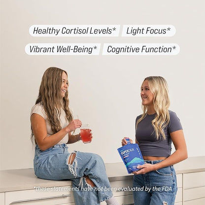 Nello Supercalm Powdered Drink Mix, Raspberry Lemonade, L Theanine, Ksm-66 Ashwagandha, Magnesium Glycinate, Vitamin D 3, Supplements for Relaxation & Focus, No Sugar, Non GMO, On The Go, (2-Pack)