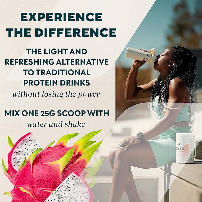 Myprotein Clear Whey Isolate Protein Powder, 1.1 Lb (20 Servings) Tropical Dragonfruit, 20g Protein per Serving, Naturally Flavored Drink Mix