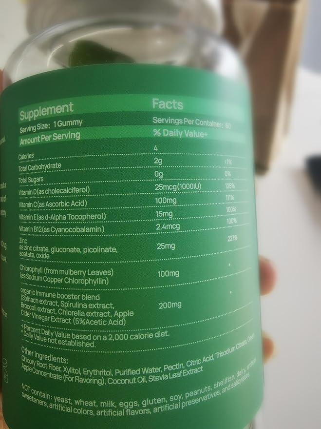 Chlorophyll Gummies for Body Odor Deodorant 2 Pack, Spirulina Chlorella Sugar Free Herbal Supplement for Immune Support, Women Vitamins Gummy Vegan Non-GMO